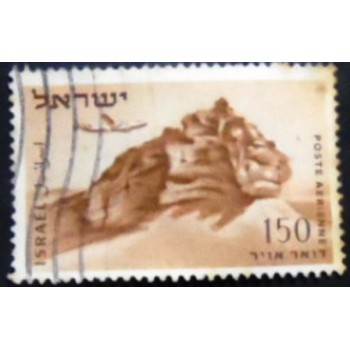 Imagem do selo postal de Israel de 1954 Lion Rock Negev anunciado