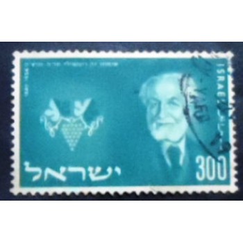 Imagem do selo postal de Israel de 1954 Baron Edmond de Rothschild anunciado