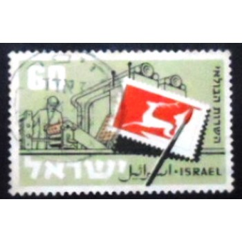 Imagem do selo postal de Israel de 1959 Stamp Printing Press anunciado