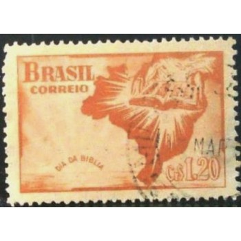 Imagem similar à do selo postal do Brasil de 1951 Dia da Bíblia U