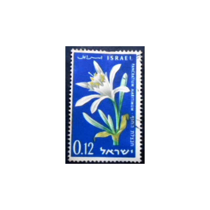 Imagem do selo postal de Israel de 1960 Sand Lily anunciado