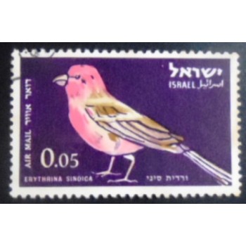 Imagem do selo postal de Israel de 1963 Sinai Rosefinch anunciado