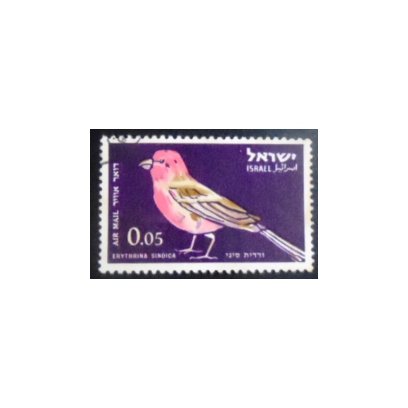 Imagem do selo postal de Israel de 1963 Sinai Rosefinch anunciado