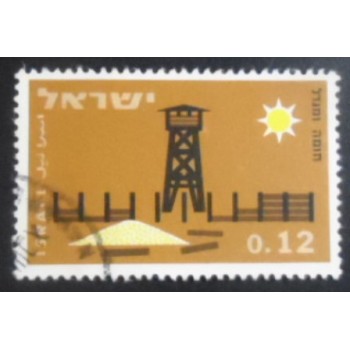 Imagem do selo postal de Israel de 1963 Stockade and Tower Villages anunciado