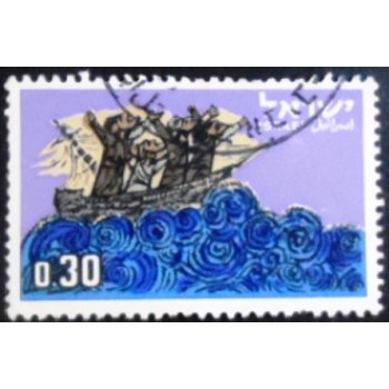 Imagem do selo postal de Israel de 1963 Storm on the sea anunciado
