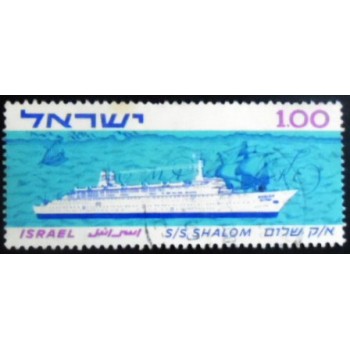 Imagem do selo postal de Israel de 1963 S.S. Shalom anunciado