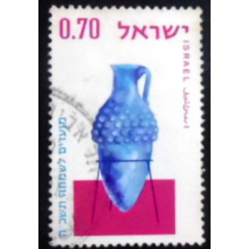 Imagem do selo postal de Israel de 1964 Glass Vessel 3rd Century anunciado