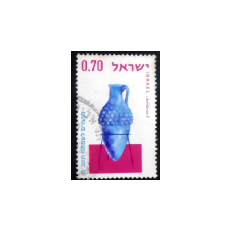 Imagem do selo postal de Israel de 1964 Glass Vessel 3rd Century anunciado