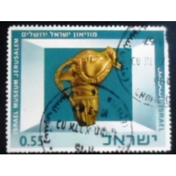 Imagem do selo postal de Israel de 1966 Gold Calf's Head Earring anunciado
