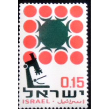 Imagem do selo postal de Israel de 1966 Cancer Research M anunciado