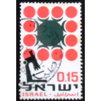 Imagem do selo postal de Israel de 1966 Cancer Research U anunciado
