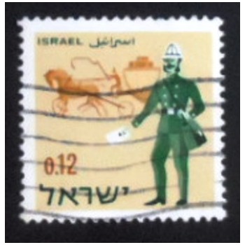 Imagem do selo postal de Israel de 1966 Coach and Postman of Austrian Levant anunciado