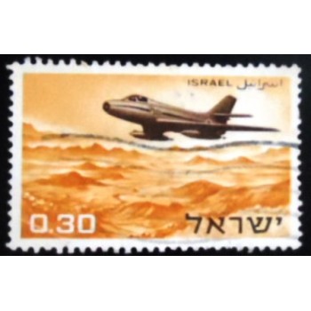 Imagem do selo postal de Israel de 1967 Dassault Mystre IVA anunciado