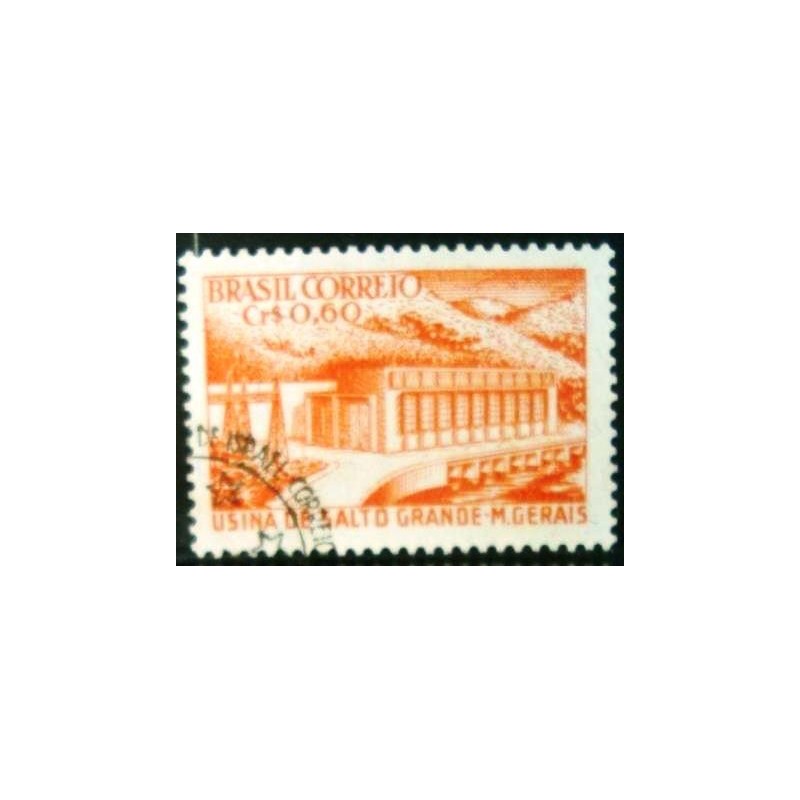 Selo postal do Brasil de 1956 Usina Salto Grande NCC