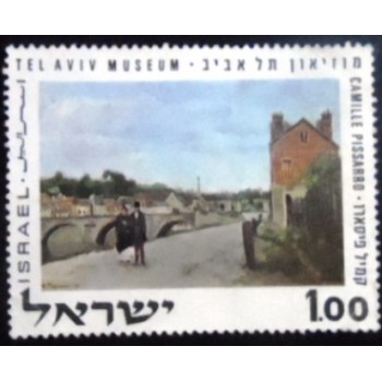 Imagem do selo postal de Israel de 1970 Paris Quai anunciado