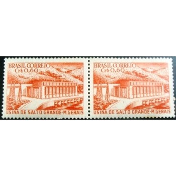 Par de selos postais do Brasil de 1956 Usina Salto Grande M
