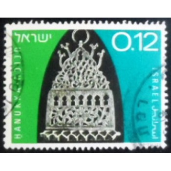 Imagem do selo postal de Israel de 1972 Hanukka anunciado