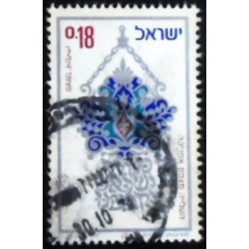Imagem do selo postal de Israel de 1973 Immigration from North Africa anunciado