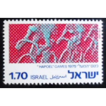Imagem do selo postal de Israel de 1975 Bicycle Race anunciado