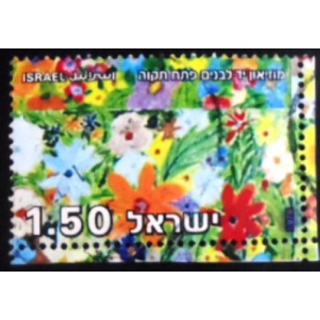 Imagem do selo postal de Israel de 1978 Flowers children´s paintings 750 anunciado