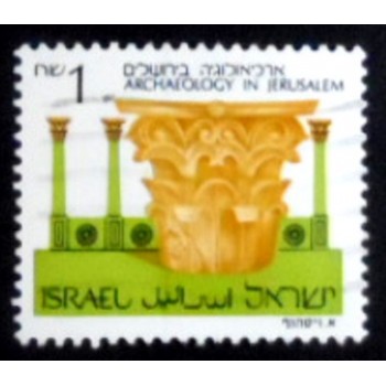 Imagem do selo postal de Israel de 1986 Corinthian Capital anunciado