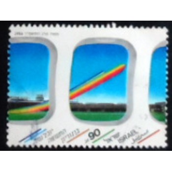 Imagem do selo postal de Israel de 1986 Ben-Gurion Airport anunciado