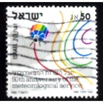 Imagem do selo postal de Israel de 1986 Meteorological Service anunciado