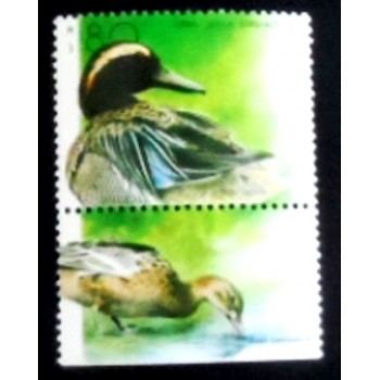 Imagem do selo postal de Israel de 1989 Garganey anunciado