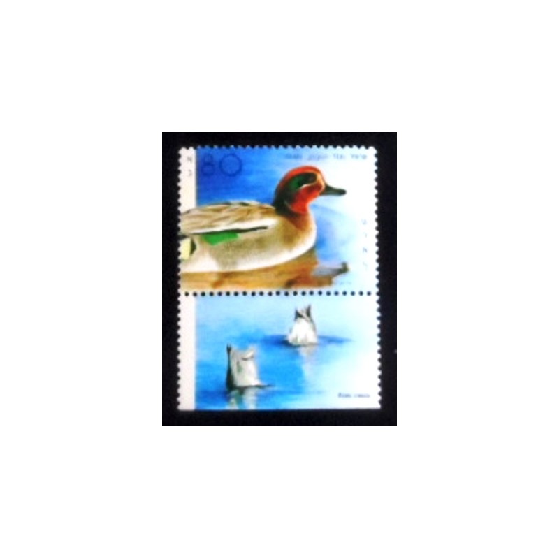 Imagem do selo postal de Israel de 1989 Common Teal anunciado