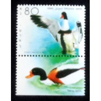 Imagem do selo postal de Israel de 1989 Shelduck anunciado