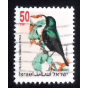 Imagem do selo postal de Israel de 1993 Palestine Sunbird anunciado