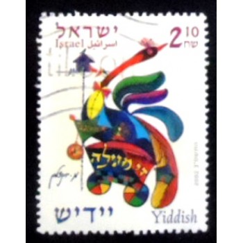 Imagem do selo postal de Israel de 2002 Yiddish anunciado