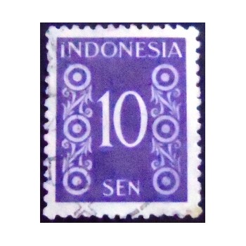Imagem do selo postal da Indonésia de 1949 Numeral 10 anunciado