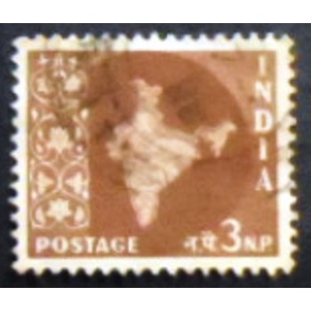 Imagem similar à do selo postal da Índia de 1957 Map of India 3 U anunciado