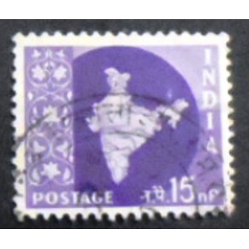 Imagem similar à do selo postal da Índia de 1958 Map of India 15 anunciado