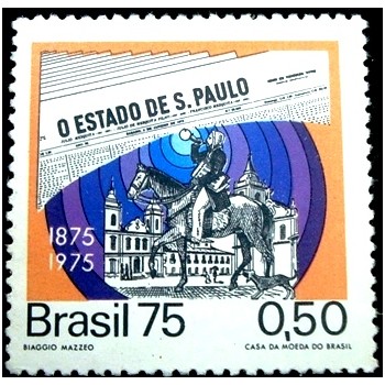 Selo postal do Brasil de 1975 Estadão M