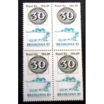 Imagem da quadra de selos do Brasil de 1983 Brasiliana 83 30 Réis anunciada