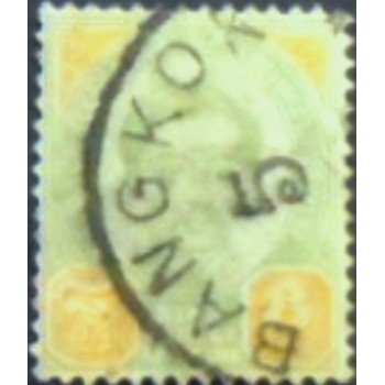 Imagem do selo postal da Tailândia de 1887 King Chulalongkorn anunciado
