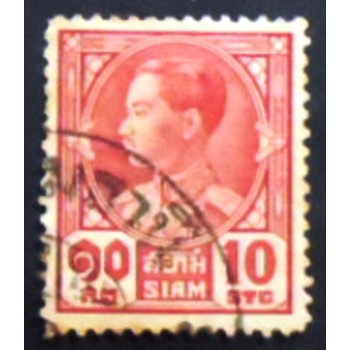 Selo postal da Tailândia de 1928 King Prajadhipok 10 anunciado