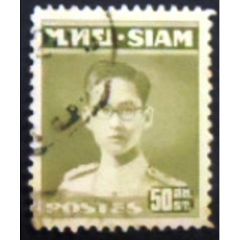 Imagem do selo postal da Tailândia de 1949 King Bhumibol Adulyadej 50 anunciado