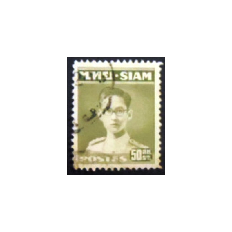 Imagem do selo postal da Tailândia de 1949 King Bhumibol Adulyadej 50 anunciado