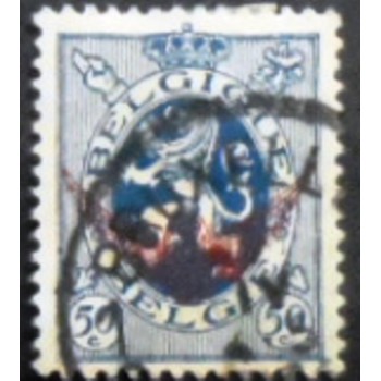 Imagem do selo postal da Bélgica de 1930 Heraldic Lion with overprint winged wheel anunciado