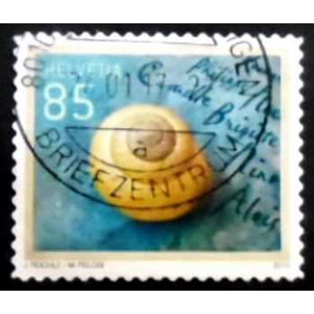 Imagem do selo postal da Suiça de 2015 Snail Shell nunciado
