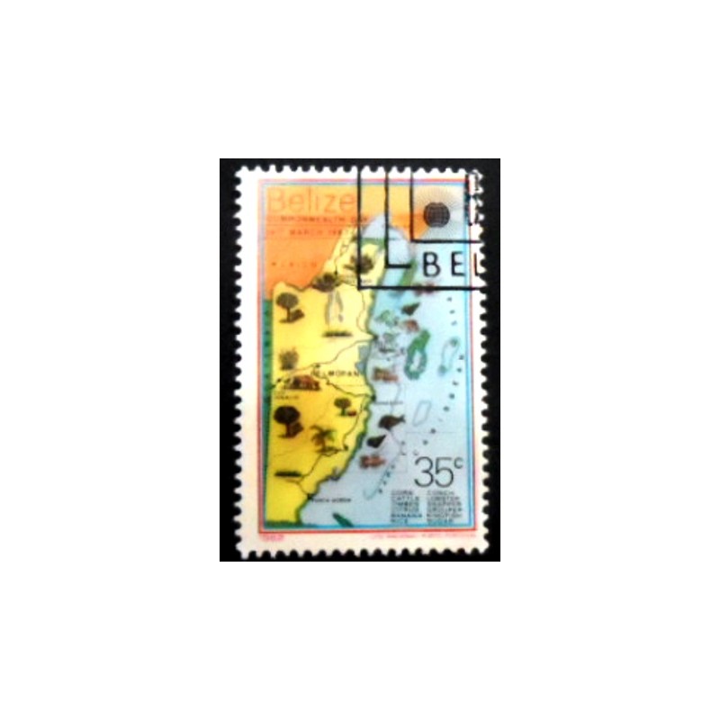 Imagem do selo postal de Belize de 1983 Map of Belize anunciado