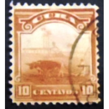 Imagem do selo postal de Cuba de 1899 Sugar Cane Plantation anunciado