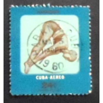 Imagem do selo postal de Cuba de 1957 Diver anunciado