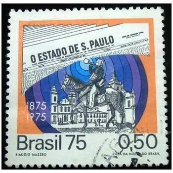 Selo postal do Brasil de 1975 Estadão U