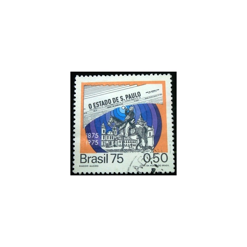 Selo postal do Brasil de 1975 Estadão U