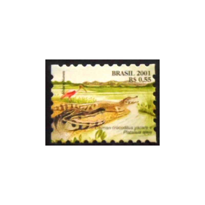 Imagem do selo postal do Brasil de 2001 Jacaré do Pantanal M