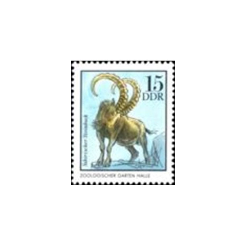 Selo postal da Alemanha Oriental de 1975 Siberian Ibex